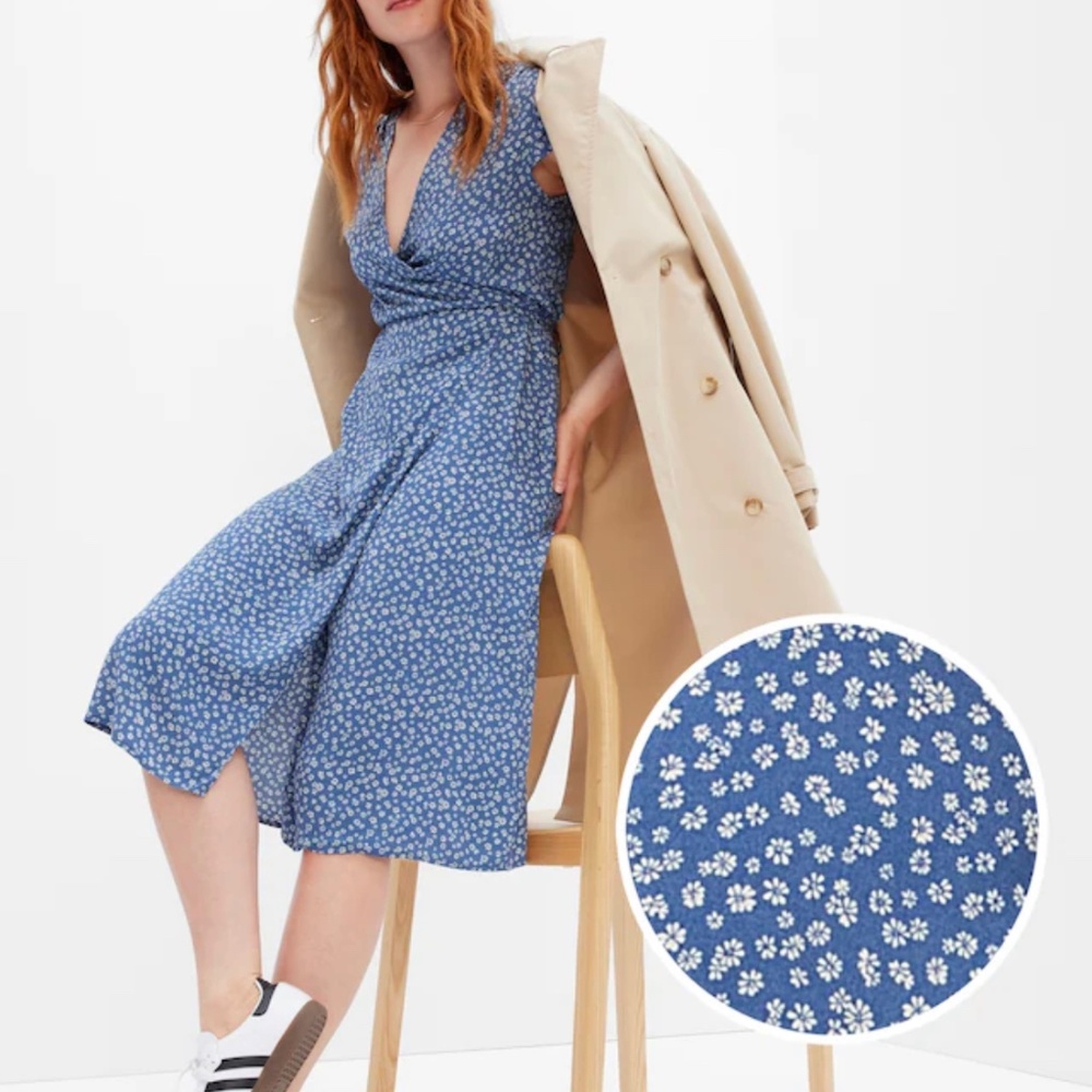 Gap midi length floral wrap dress